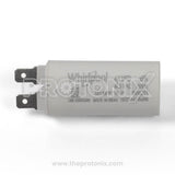 Side profile of 4 MFD capacitor for Whirlpool semi-automatic washing machine