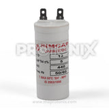 Front view of 13 MFD capacitor for fully automatic washing machine with visible connector