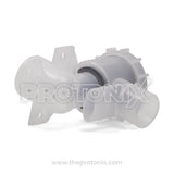 Angled view of dump valve in Samsung top-load washing machine