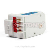 A 4-pin defrost timer for LG refrigerator with visible terminal pins - back view