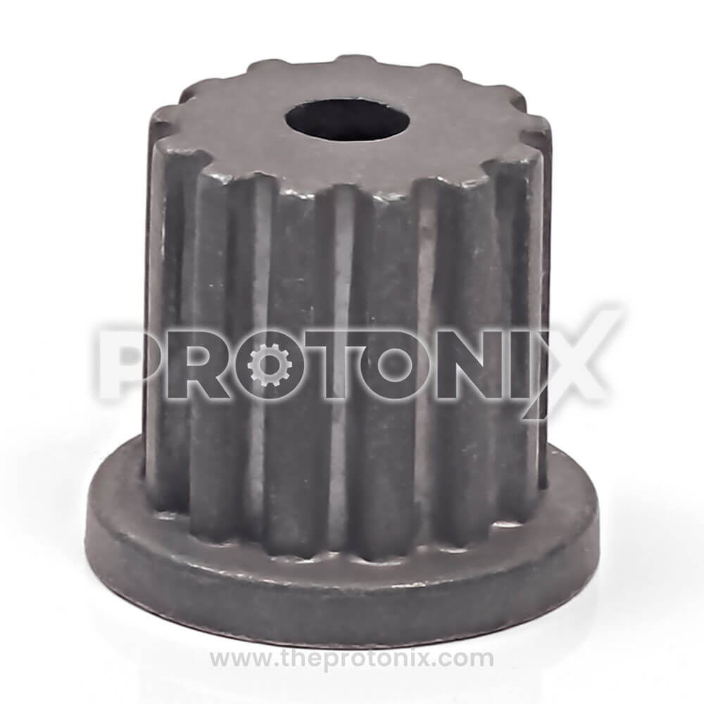 Front view of 13-teeth metal bush/snap for semi-automatic machine showing metal teeth