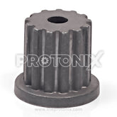 Front view of 13-teeth metal bush/snap for semi-automatic machine showing metal teeth