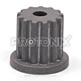 Front view of 13-teeth metal bush/snap for semi-automatic machine showing metal teeth