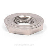 Close-up image of Wiser check nut for fully automatic washing machine silver color
