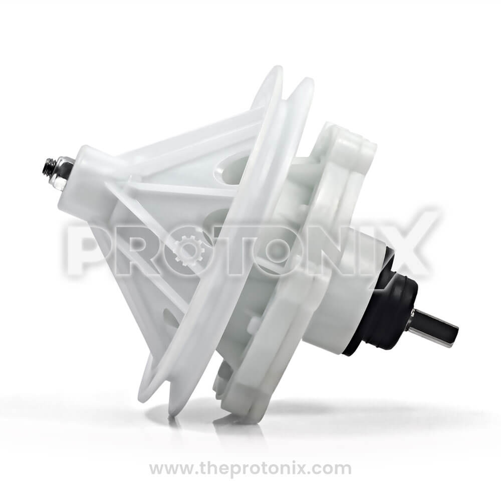 Godrej 6201 semi-automatic washing machine gearbox showing connection points and screws