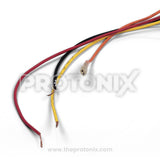 Close-up of four colored wires with visible. copper ends for LG 15minute wash timer double 4 wires