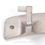 Close-up of LG front-load washing machine door hinge with strong metal build