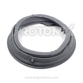 Gray rubber LG front-load washing machine door gasket with 1-hole outlet