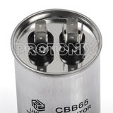 Top profile of capacitor 55uF 450V with dual connectors used in air conditioner