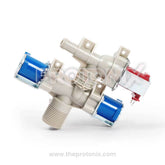 LG top-load DC 3-way water inlet valve in red, white, and blue colors