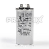 Front view of 45uF 450V capacitor with metal body used in air conditioner