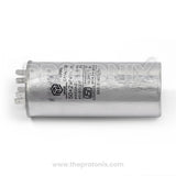 Side profile of 50+2uF 450V capacitor with metal body