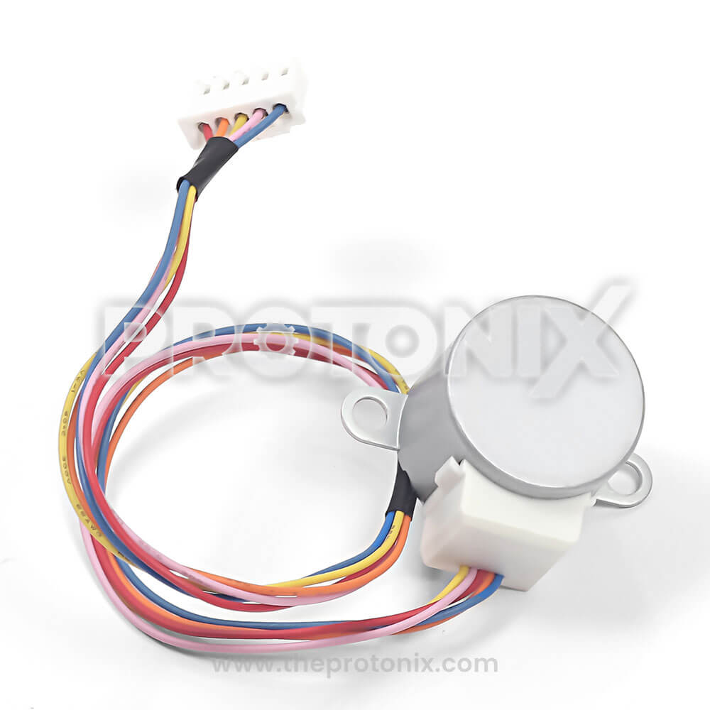Front view of MP24J-B swing motor for AC with attached wiring harness
