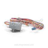 Air conditioner swing motor with long multicolor wires and blue connector plug