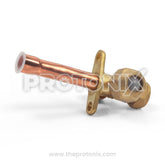 1/2-inch straight outdoor service valve with brass body and copper tube for AC installation
