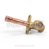 1/2-inch straight outdoor service valve with brass body and copper tube for AC installation