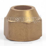 Close-up of 3/8-inch flare brass nut for air conditioner outdoor service valve