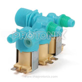 A Samsung top-load 3-way water inlet valve in blue color