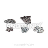 Metal bolts, fasteners, spacers, and screws for air conditioner outdoor unit installation