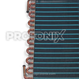 Close-up of condenser coil for 1.0 ton air conditioner (18x27 inches) showing copper tubes and fins