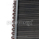 Close-up of condenser coil for LG 1.5 ton air conditioner (20x30 inches) showing copper connections