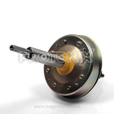 Front view of drive assembly for Whirlpool 6kg top-load washing machine spare part with metal finish