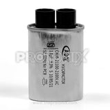 Front view of capacitor for microwave oven with clear labeling
