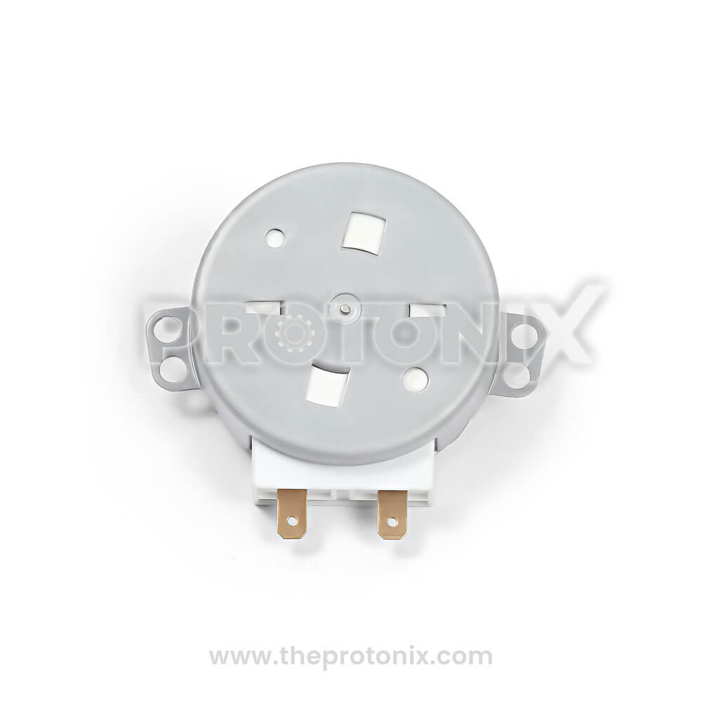 Front view of SM-16T turntable motor for microwave oven showing motor shaft