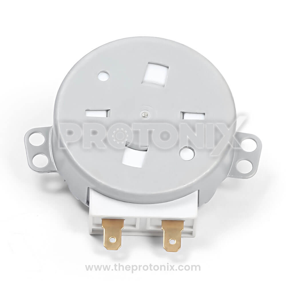 Front view of SS-5-240-TD turntable motor for microwave oven showing motor shaft