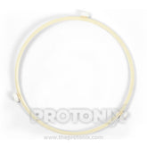 Front view of turntable support ring for microwave oven with evenly spaced wheels