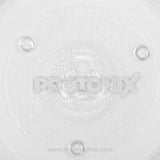 Close-up view of turntable glass tray plate for microwave oven (11-inch) with three slots support