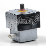 Side view of magnetron for LG microwave oven showing terminals and metallic body