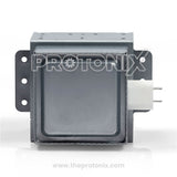 Close-up of magnetron for microwave oven with square body and metal frame