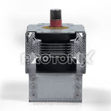 Front view of magnetron for microwave oven showing antenna and mounting base