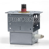Side profile of magnetron for microwave oven showing terminals and connector pins