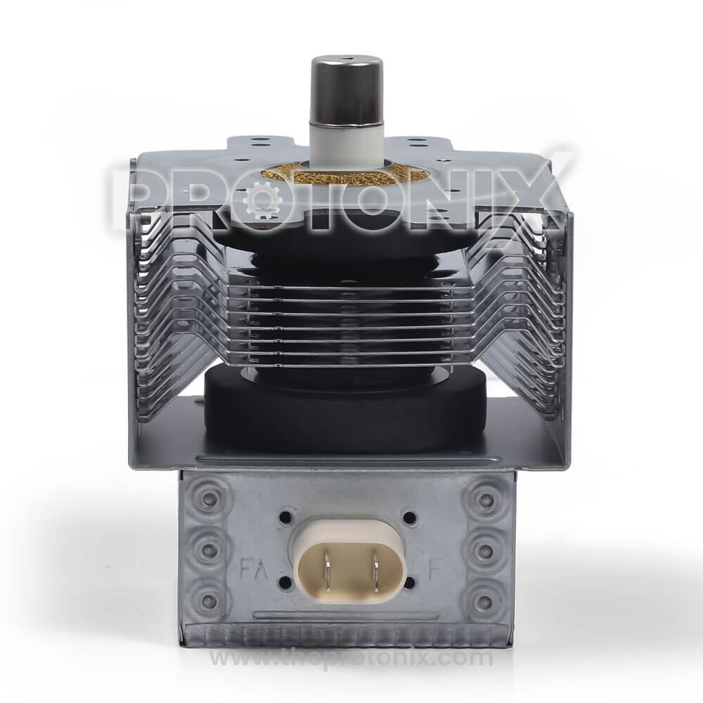 Front view of magnetron for inverter microwave oven with mounting frame