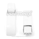 Close-up of small door hinges for deep freezer with polished finish