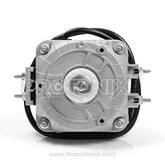 Front view of 5W fan motor for deep freezer with visible shaft and cable