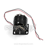 Top view of 1/83HP fan motor for deep freezer with round circular body and black & red wires
