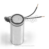 Top and close-up view of 40/60uF capacitor for deep freezer wiring leads