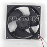 Front view of HH0004140A 3-wire DC fan motor for Hitachi refrigerator showing fan blades