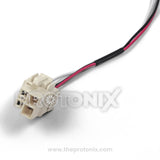 Close-up of connector and colored wires used in Samsung ZWF-30-3-DC fan motor for refrigerator