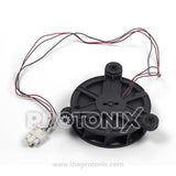 Back profile of DC fan motor for Haier refrigerator showing fan shaft and wiring