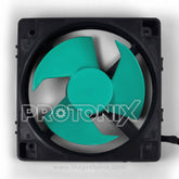 Front view of RSE11338AYM1 2-Wire DC fan motor for refrigerator with fan blades