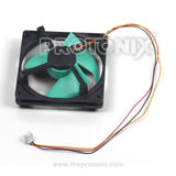 Back view of FBA12J12M 3-Wire DC fan motor for Haier refrigerator showing wiring connector and protective casing