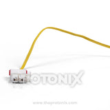 Close-up of yellow-wire temperature sensor for Samsung refrigerator showing wire connection