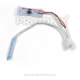 Front view of temperature sensor with bimetal fuse for Godrej refrigerator with protective cover and wires