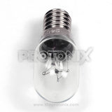 Full image of E14 Whirlpool refrigerator bulb with glass dome and metal cap
