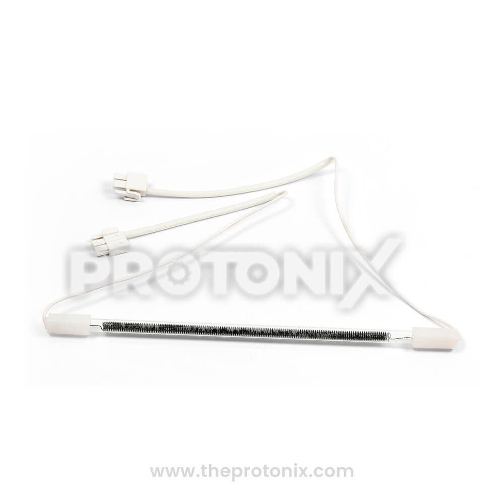 Front view of 11 Inch defrost heater element for refrigerator with attached wires