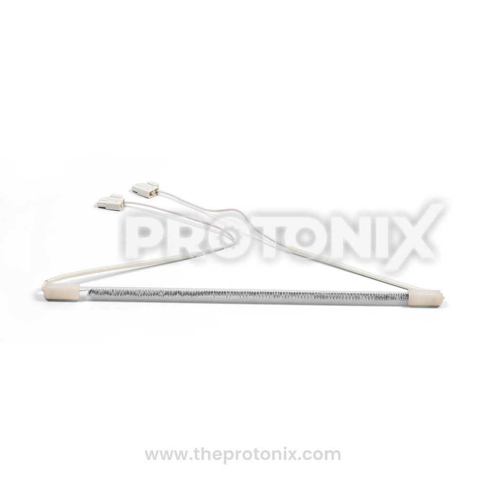 Front view of 14 Inch refrigerator defrost heater element with connector fittings